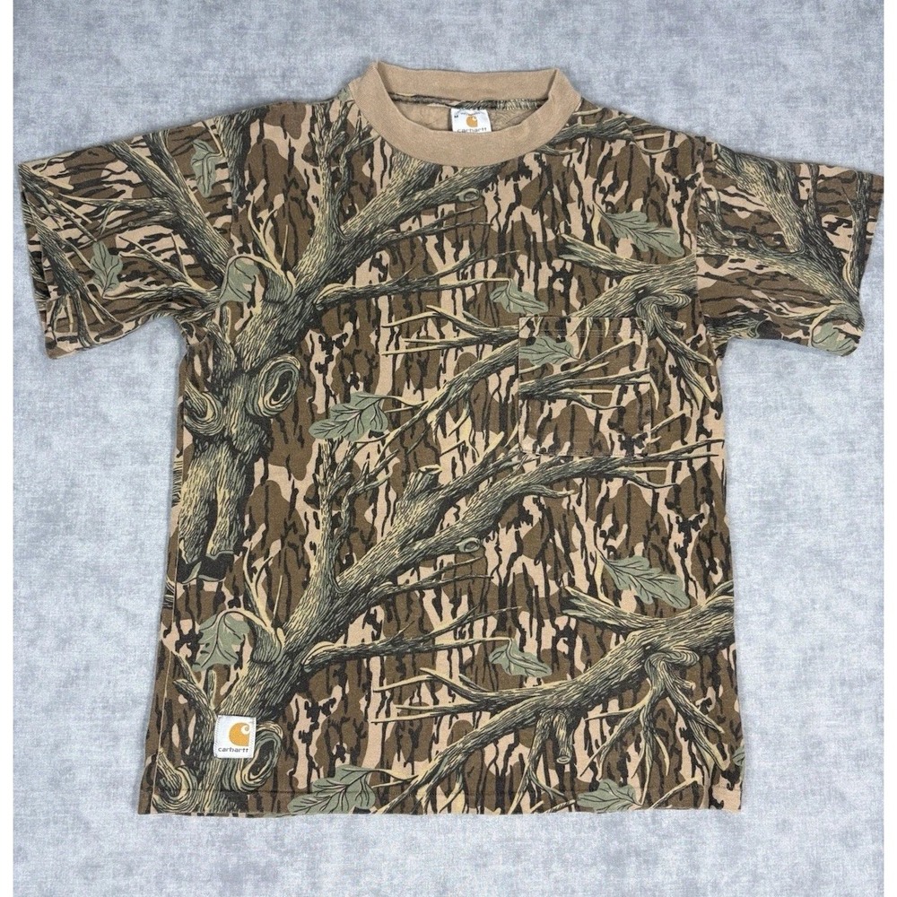 Vintage Carhartt Mossy Oak Original Camo Pocket T Shirt M USA Made Hunting